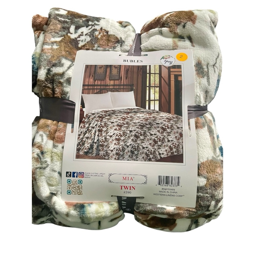 Western Twin Size Plush Blanket - Multi-Color